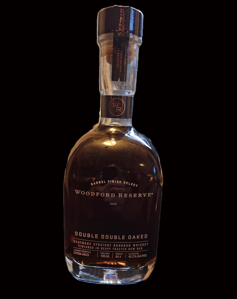A bottle of Woodford Double Double Oak Bourbon
